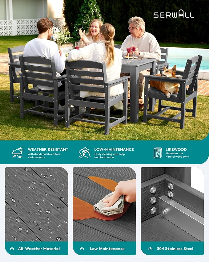 SERWALL Patio Dining Set for 4, Outdoor Dining Sets for 4 Person - Image 6