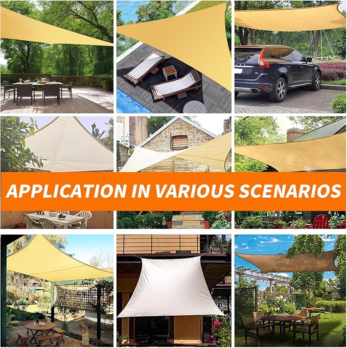 12'x16' Sun Shade Sail Curved Commercial Outdoor Shade Cover Turquoise - Image 5