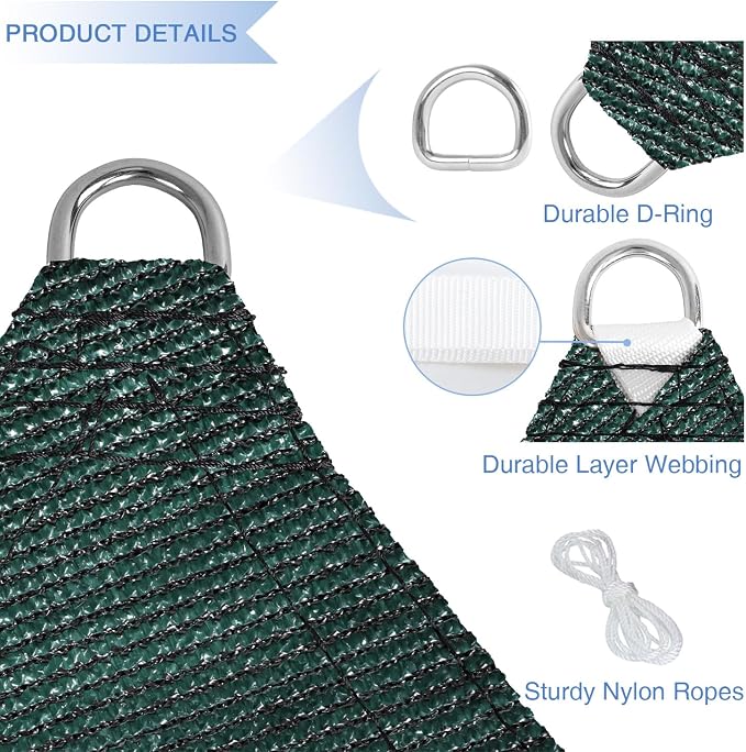 E&K Sunrise 24' x 24' x 24' Sun Shade Sail Triangle Canopy Shade Cover UV Block - Image 4
