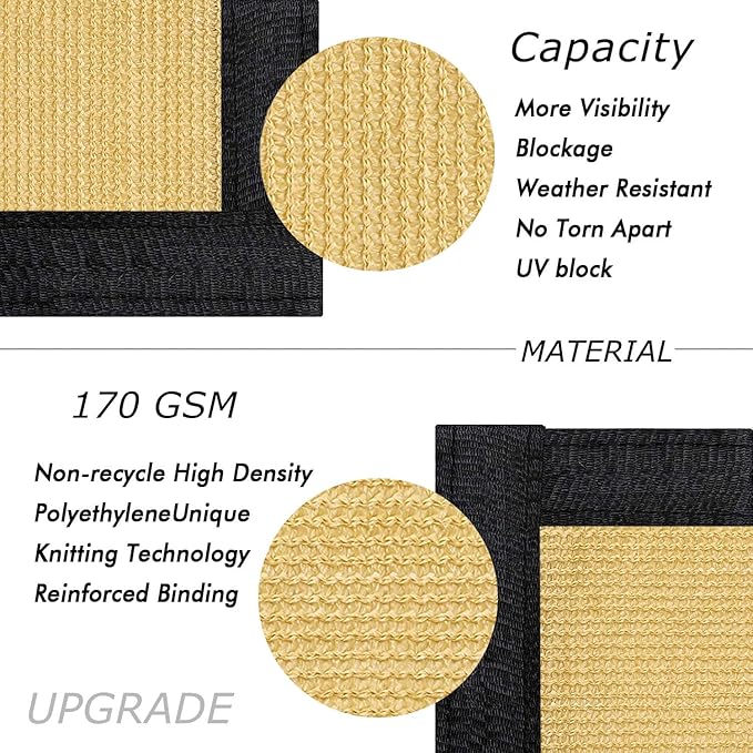 UPGRADE Privacy Fence Screen 5'x44' Sand Outdoor 90% Visibility Blockage 170 - Image 2