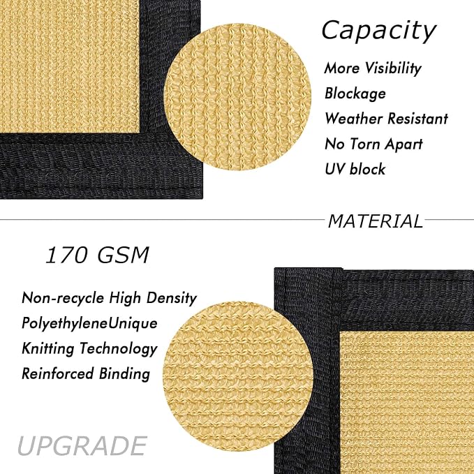 UPGRADE Privacy Fence Screen 5'x22' Sand Outdoor 90% Visibility Blockage 170 - Image 2