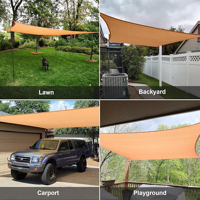 SUNLAX Sun Shade Sail 14' x 17' Peach Fuzz Rectangle Canopy Sail Shade Cover UV - Image 7