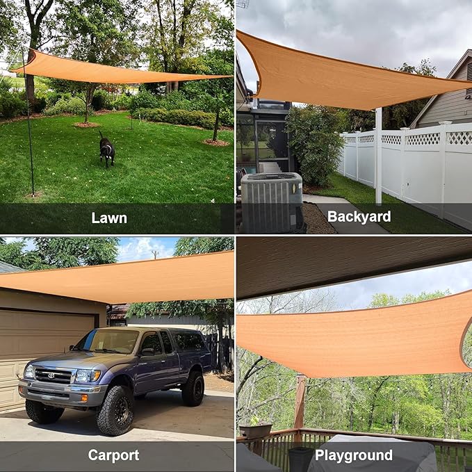 SUNLAX Sun Shade Sail 11' x 11' Peach Fuzz Rectangle Canopy Sail Shade Cover UV - Image 7