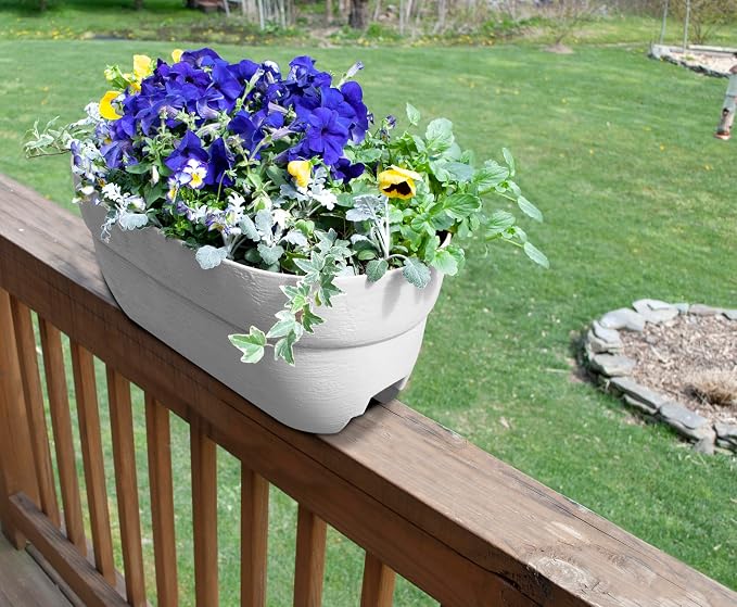 Bloomers Railing Planter with Drainage Holes – 24" Weatherproof Resin Planter – - Image 3