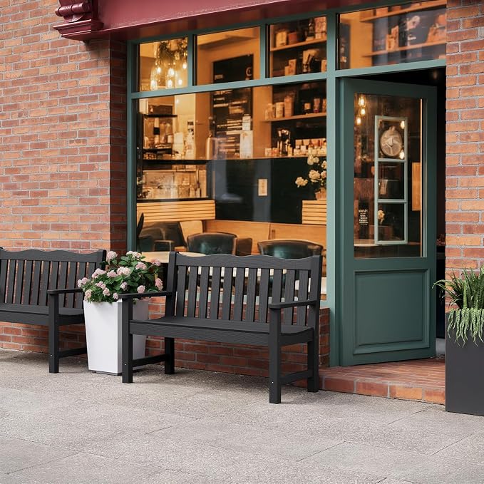 Stoog All-Weather Outdoor Benches Set of 2, Never Fade & Rust-Proof HIPS - Image 2