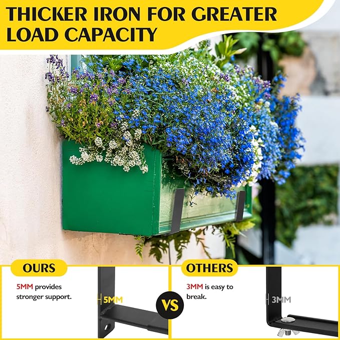 LukLoy Window Planter Box Brackets, 8 Pack Adjustable Heavy Duty Wall Mount - Image 5
