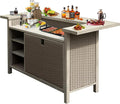 Domi Patio Bar Table, Outdoor Aluminum PE Wicker Bar Cart by domioutdoorliving