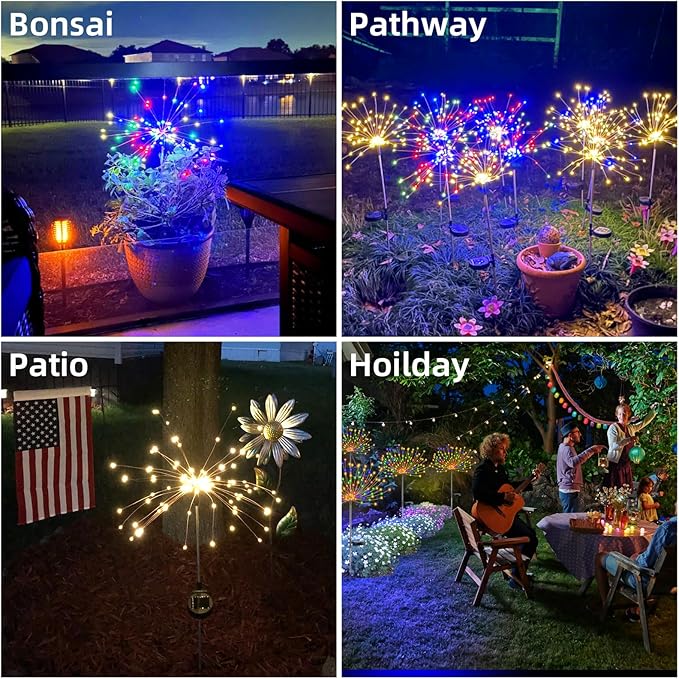 YOTOZU 2 PCS Solar Firework Light, Outdoor Solar Garden Decorative Lights 120 - Image 7