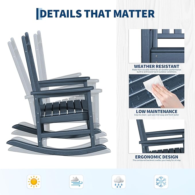 HDPE Rocking Chair Outdoor Set of 4 - Image 4