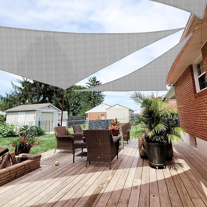Patio Paradise 15' x 15' x 14'10" Sun Shade Sail Triangle Canopy, Permeable by Patio