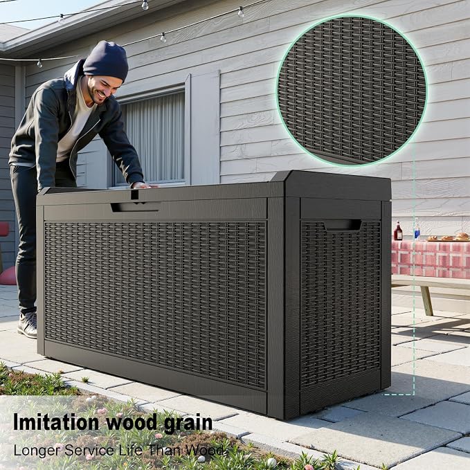 ROJIK Outdoor Storage Housing Deck Box, Waterproof Patio Furniture, Garden Tools - Image 3