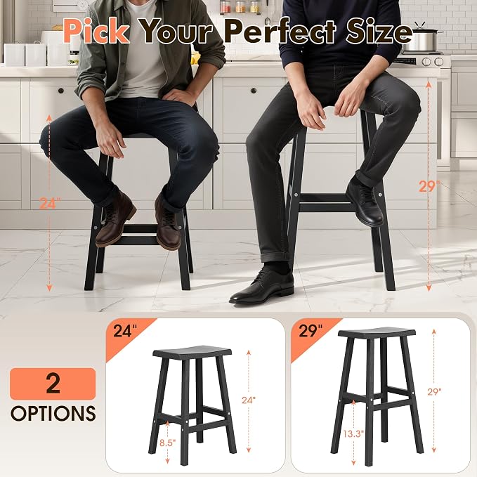 NUNU LAB Waterproof Barstools Set of 2-24 Inch HDPE Dining Height - Image 8
