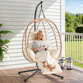 ONBRILL Hanging Egg Chair with Adjustable Footrest & Stand, Wicker Rattan Swing by ONBRILL