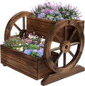 Wooden Wagon Planter Box, Garden Planter by OIPRTGFJ