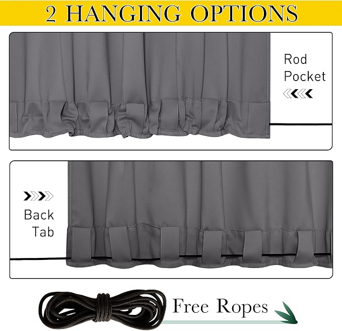 NICETOWN 2 Panels Outdoor Curtains Waterproof Extra Long 108" - Image 5
