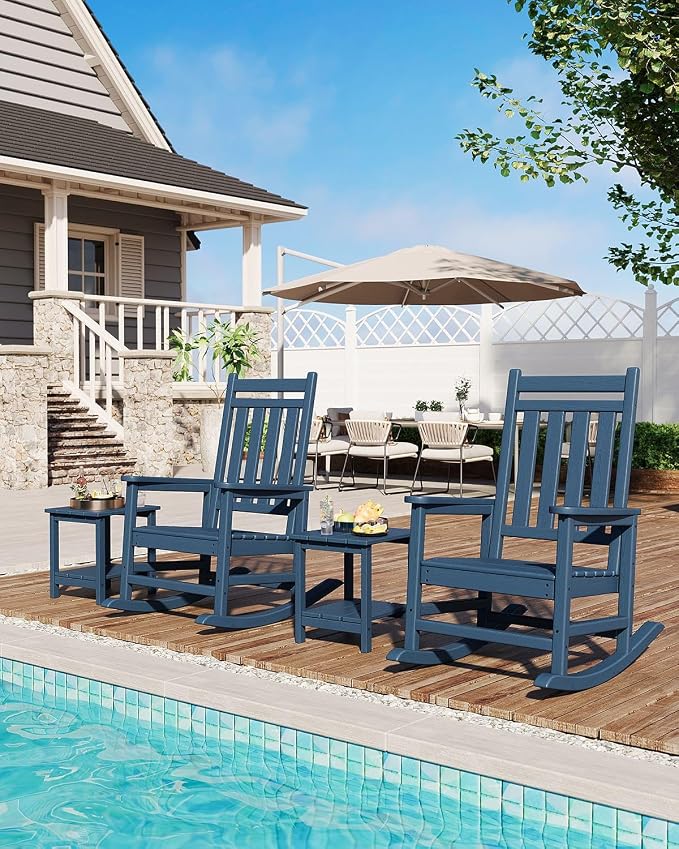 HDPE Rocking Chair Outdoor- Poly High Back Porch Rocker Chairs - Image 7