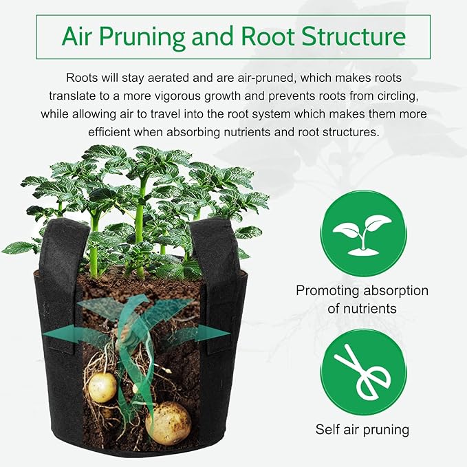 JERIA 12-Pack 15 Gallon Grow Bags, 300G Thickened Nonwoven Garden Pots - Image 5