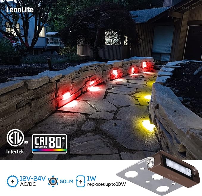 LEONLITE 8-Pack Premium Series RGB 4 Inch 1W LED Retaining Wall Lights Swivel - Image 3