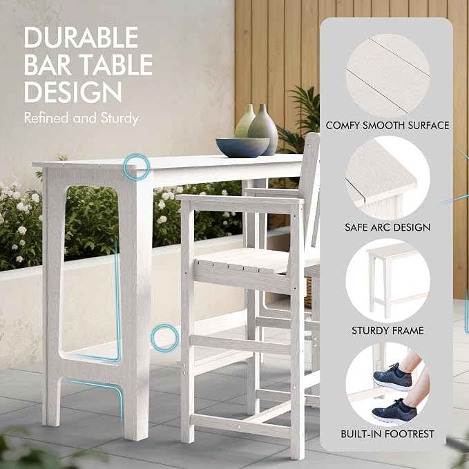 Ciokea Outdoor Bar Height Table Set of 5, Heavy-Duty All-Weather HDPE Patio Bar - Image 4