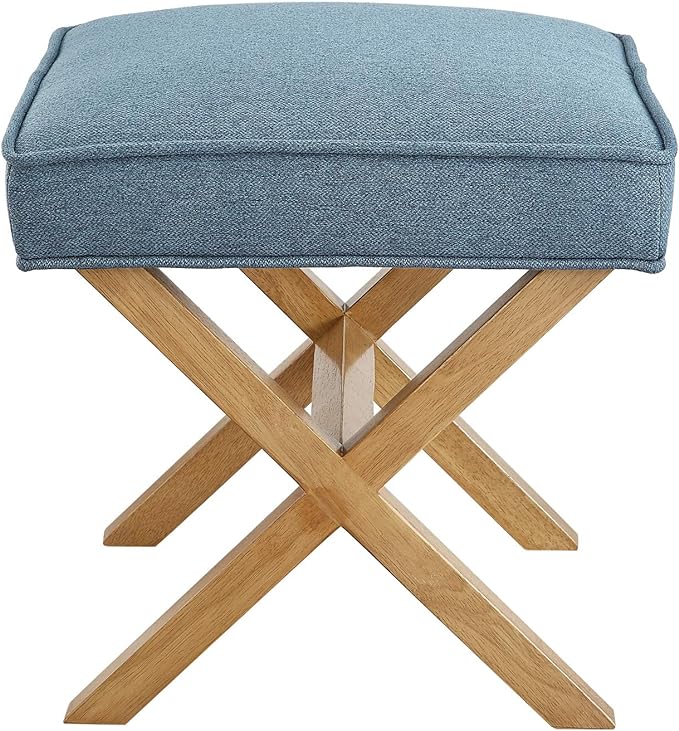 Amazon Brand – Rivet Mid-Century Modern X Stool Ottoman Chair, Indigo - Image 4