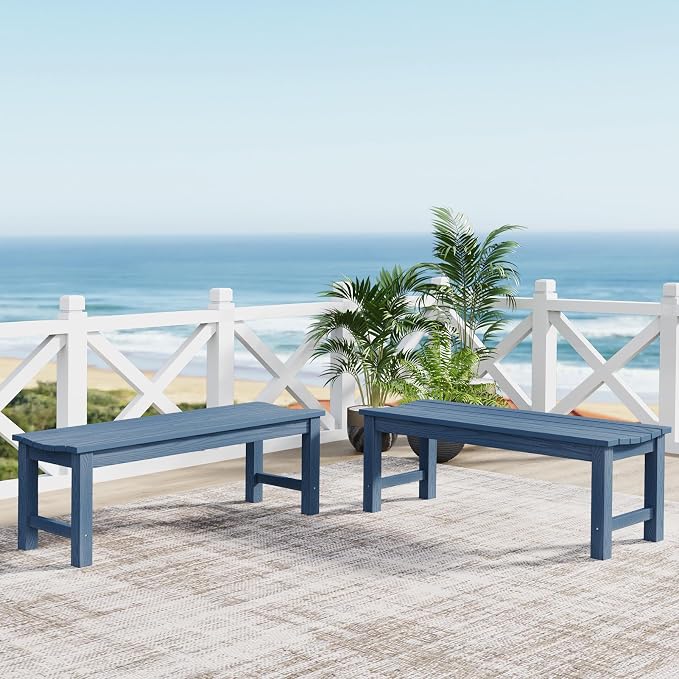 Outdoor Bench, 2-Person Patio Backless Bench Holds up to 800lbs, Weatherproof - Image 9