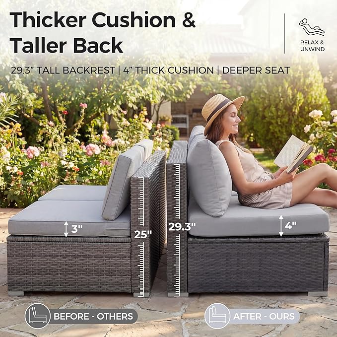 NICESOUL 29.3'' High Back Outdoor Patio Furniture Set - Image 7
