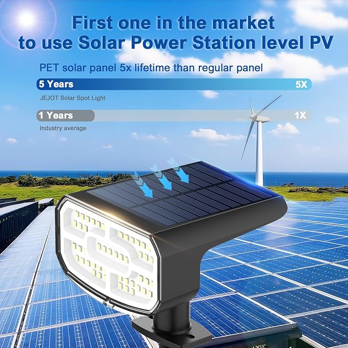 Solar Lights Outdoor Waterproof IP65, Auto On/Off, 6000K 2 Lighting Modes - Image 4
