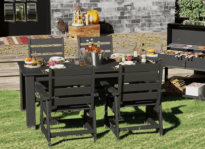 GREENVINES 7-Piece Outdoor-Dining-Set | HDPE Plastic 67'' Table and Chairs Sets - Image 5