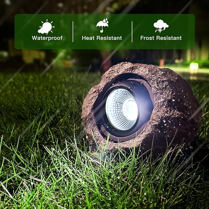 Timeflies Solar Rock Lights Outdoor 4 Pack, Bright Solar Spotlights Outdoor - Image 3