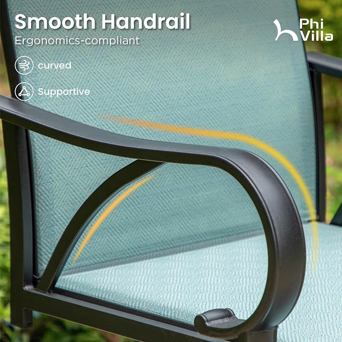 PHI VILLA Outdoor Bar Stools Set of 2, Swivel Patio Bar Stools & Chairs - Image 7
