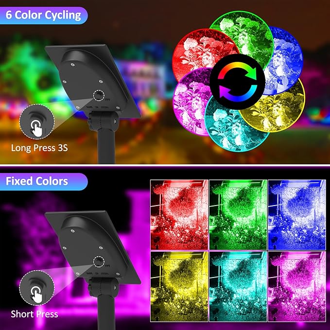 T-SUNUS RGB Solar Landscape Spotlights Christmas, Color Changing Spot Light - Image 2