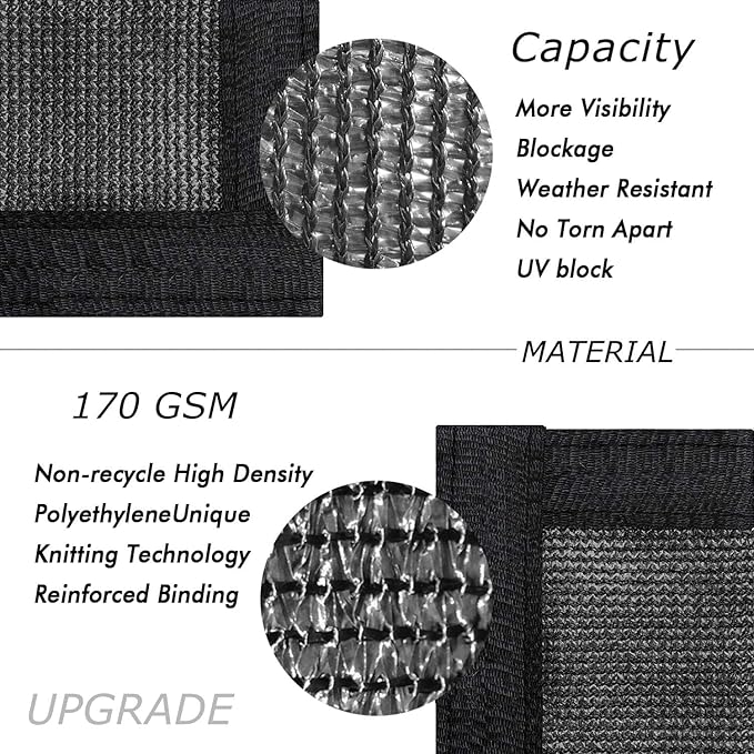 UPGRADE Privacy Fence Screen 4'x46' Black Outdoor 90% Visibility Blockage 170 - Image 2