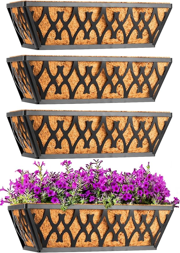 2 Pack 16 Inch Window Boxes Planters Railing Planter Box - Image 5