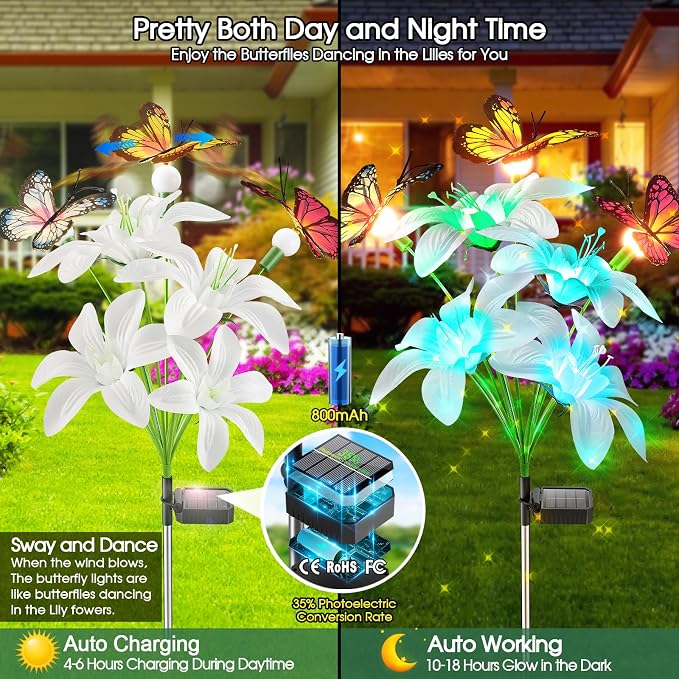 Garpar Solar Lights Outdoor Decorative, Upgraded 4 Pack Flowers - Image 5