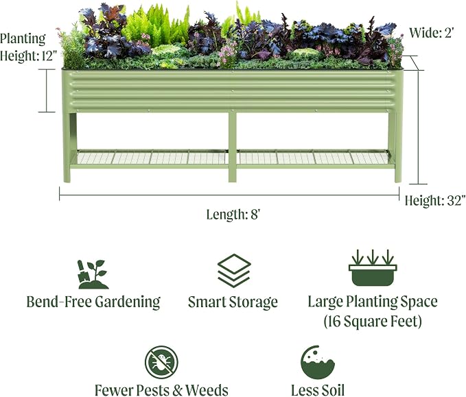 Elevated Raised Garden Bed-V Series, 1400 Lbs Weight Capacity, Outdoor Planter - Image 2