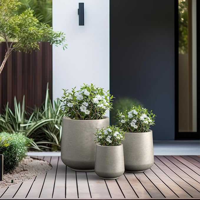 Kante 15.3"+11.6"+8.2" Dia Round Concrete Planter, Large Outdoor Indoor Planter - Image 6