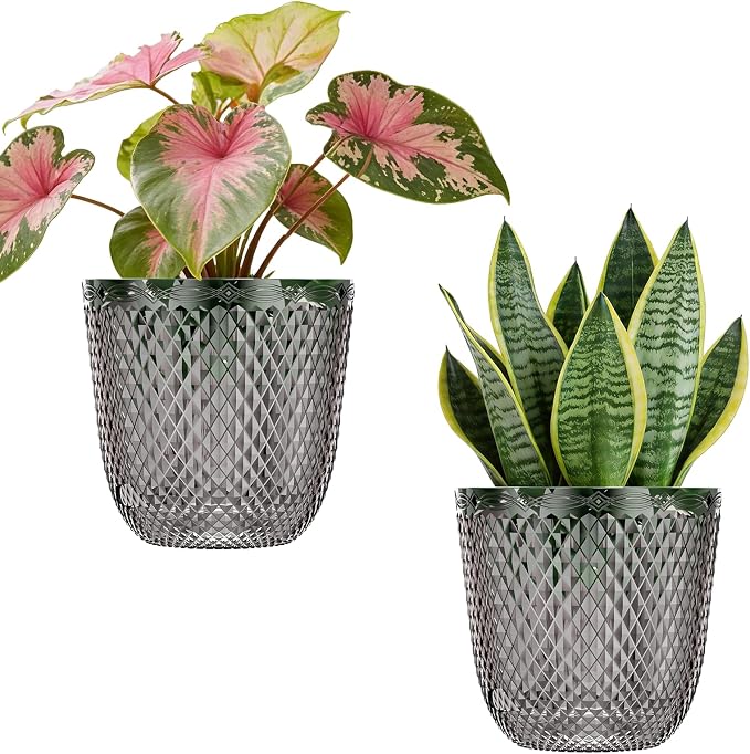 QCQHDU 2 Pack Self Watering Pots, 7.2 Inch Flower Pots by QCQHDU