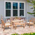 Outdoor Patio Furniture Set, 4 Piece Patio Sofa Bench and 2 Single Sofa Chairs by ColorYourLife
