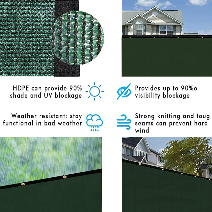 UPGRADE Privacy Fence Screen 6'x3' Dark Green Outdoor 90% Visibility Blockage - Image 6