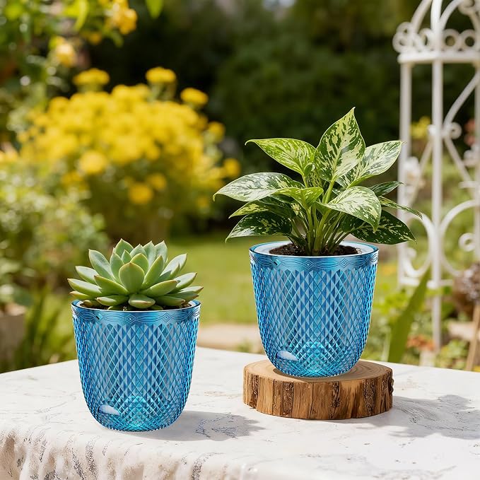 QCQHDU 2 Pack Self Watering Pots, 5.7 Inch Flower Pots - Image 4