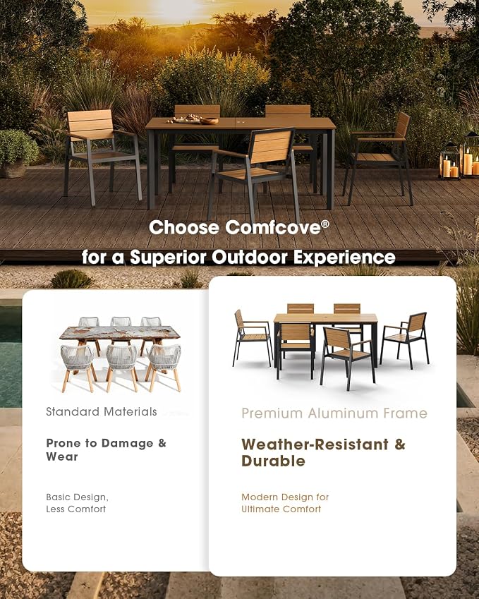 Outdoor Patio Dining Sets, Aluminum 5 Piece HDPS Outdoor Dining Table Set - Image 3