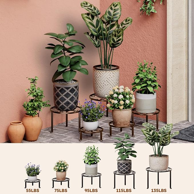 Set of 5 Metal Plant Stand for Heavy Potted Plant for Home Indoor and Outdoor - Image 3