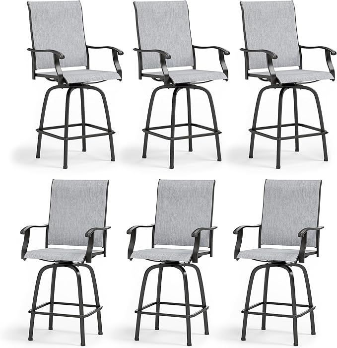 MFSTUDIO Outdoor Bar Stools Set of 6, Swivel Bar Height Patio Chairs Outdoor by MFSTUDIO
