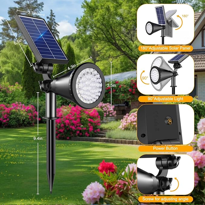 Solar Spot Lights Outdoor, Color Changing Spot Lights Outdoor 36 LEDs, - Image 3