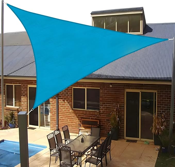 SUNLAX Sun Shade Sail 13' x 13' x 13' Turquoise Blue Triangle Canopy Sail Shade - Image 9