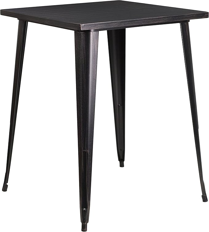 Flash Furniture Nolan Commercial Grade 31.5" Square Black-Antique Gold Metal by FlashFurniture