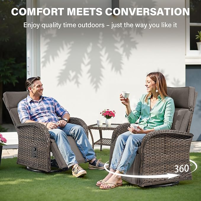 Belord Dual-Adjust Outdoor Swivel Recliner Chair – Wicker Reclining Patio Chair - Image 8
