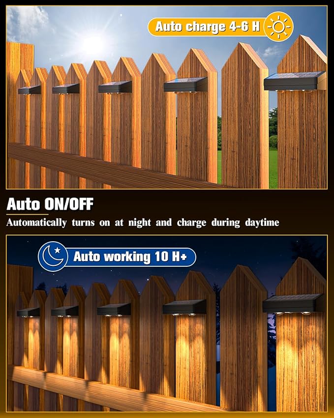 Solar Fence Lights 8 Pack, 50 Lumens Outdoor Fence Solar Lights - Image 5