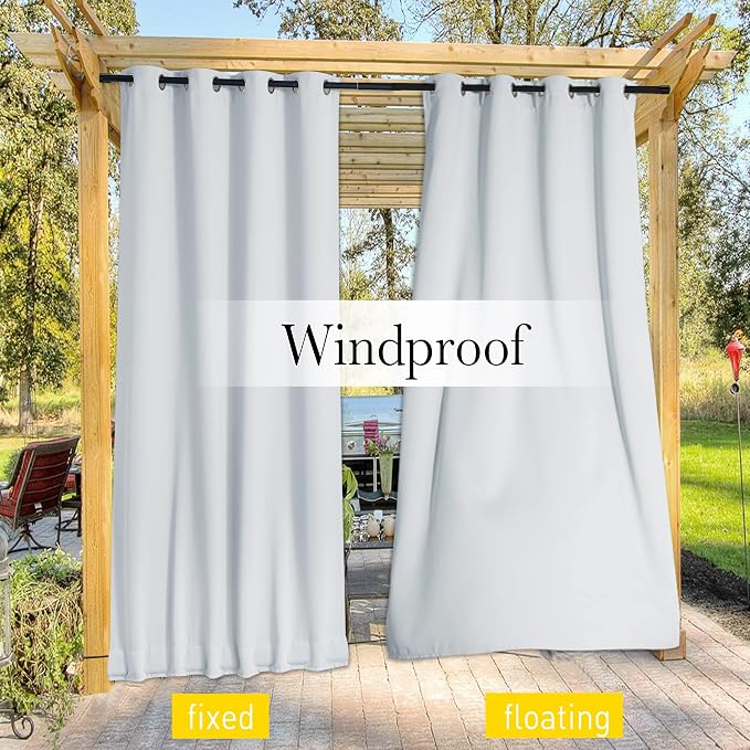 NICETOWN 2 Panels Fixed Outdoor Curtains Waterproof - Image 6