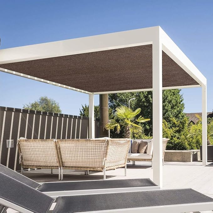 Eden's Decor Straight Flat-Edged Sun Shade Sail Rectangular 5' x 10' Brown - Image 6